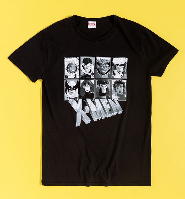 Black Marvel Comics X-Men Greyscale T-Shirt