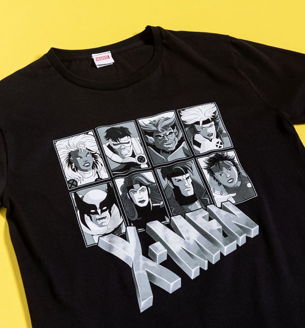 Black Marvel Comics X-Men Greyscale T-Shirt