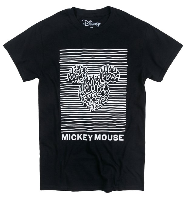 Black Mickey Mouse Unknown Pleasures T-Shirt Black Mickey Mouse Unknown Pleasures T-Shirt