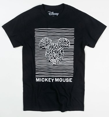 Black Mickey Mouse Unknown Pleasures T-Shirt Black Mickey Mouse Unknown Pleasures T-Shirt