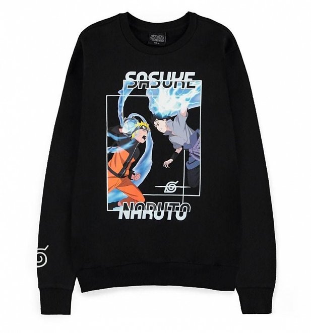 Black Naruto Shippuden Sweater with Sleeve Print