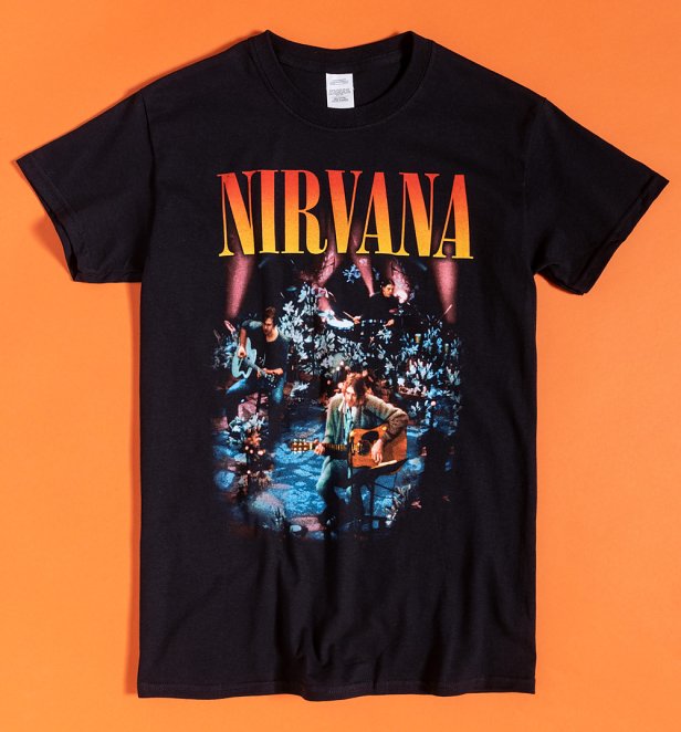 NEW & OFFICIAL! Black T-Shirt Nirvana 'Unplugged Photo'