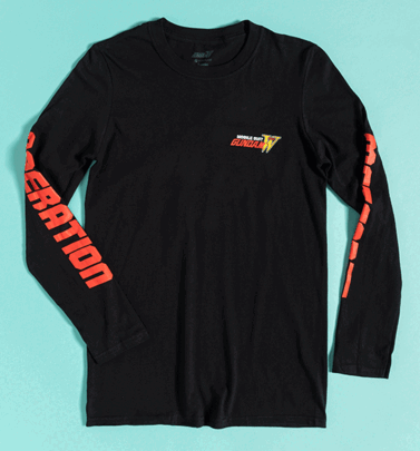 Black Operation Meteor Gundam Long Sleeve T-Shirt with Sleeve Print Black Operation Meteor Gundam Long Sleeve T-Shirt with Sleeve Print