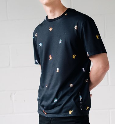 Black Pokemon Repeat Print T-Shirt from Criminal Damage Black Pokemon Repeat Print T-Shirt from Criminal Damage