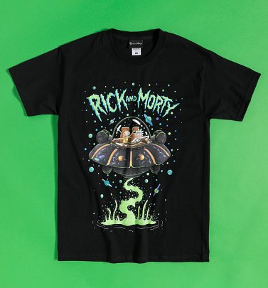 Black Rick and Morty Neon Space Cruiser T-Shirt Black Rick and Morty Neon Space Cruiser T-Shirt