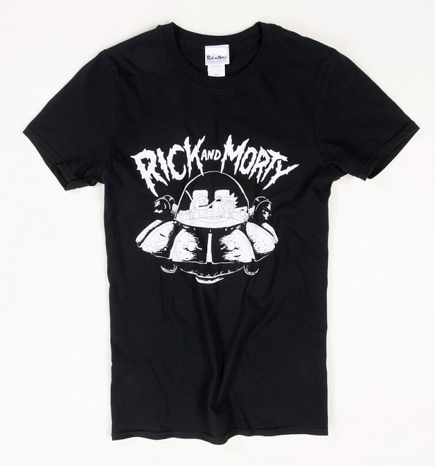 Black Rick and Morty Space Cruiser T-Shirt Black Rick and Morty Space Cruiser T-Shirt
