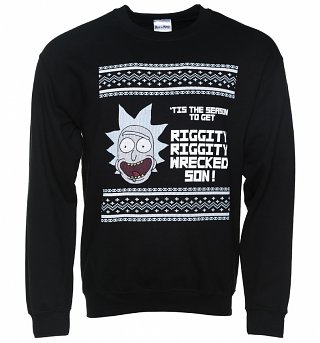 Black Riggity Riggity Wrecked Rick And Morty Christmas Sweater Black Riggity Riggity Wrecked Rick And Morty Christmas Sweater