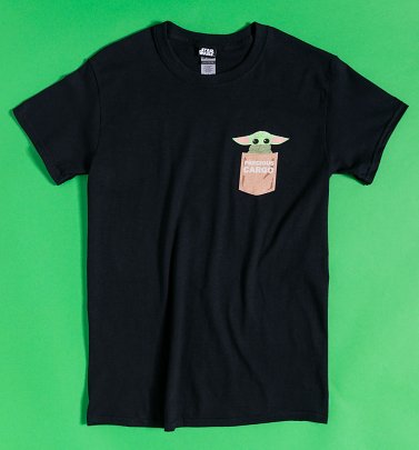 Black Star Wars The Mandalorian Baby Yoda Pocket T-Shirt Black Star Wars The Mandalorian Baby Yoda Pocket T-Shirt