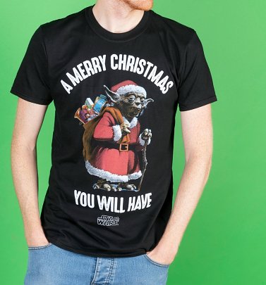 Black Star Wars Yoda Merry Christmas T-Shirt Black Star Wars Yoda Merry Christmas T-Shirt