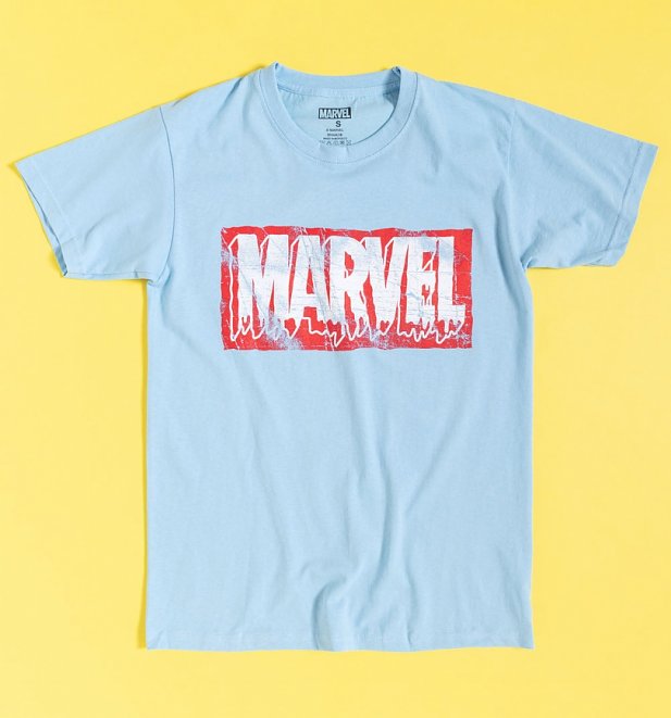 Blue Marvel Comics Dripping Logo T-Shirt