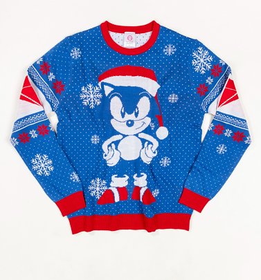 Blue Sonic The Hedgehog Knitted Christmas Jumper Blue Sonic The Hedgehog Knitted Christmas Jumper