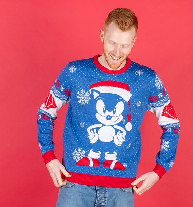 Blue Sonic The Hedgehog Knitted Christmas Jumper Blue Sonic The Hedgehog Knitted Christmas Jumper