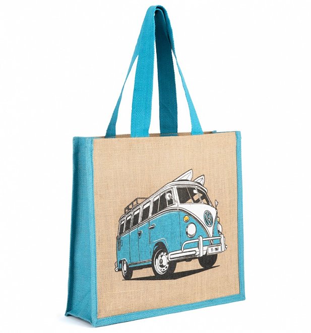 Blue VW Camper Van Jute Bag Blue VW Camper Van Jute Bag