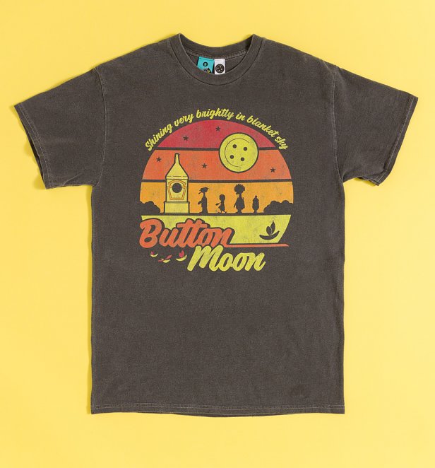 Button Moon Retro Sunset Vintage Wash Charcoal T-Shirt Button Moon Retro Sunset Vintage Wash Charcoal T-Shirt