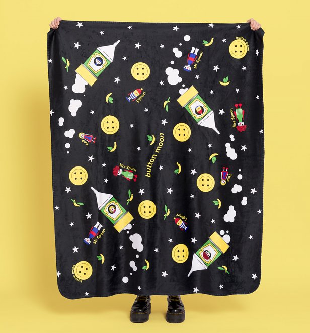 Button Moon Space Scene Fleece Throw