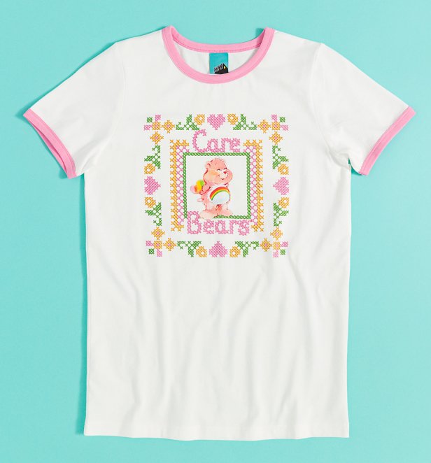 Care Bears Cross Stitch Ringer T-Shirt Care Bears Cross Stitch Ringer T-Shirt
