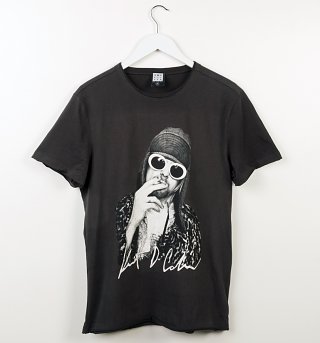 Charcoal Kurt Cobain Photograph T-Shirt from Amplified Charcoal Kurt Cobain Photograph T-Shirt from Amplified