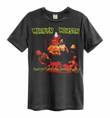 Charcoal Marilyn Manson Portrait Of An American Family T-Shirt from Amplified Charcoal Marilyn Manson Portrait Of An American Family T-Shirt from Amplified