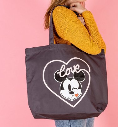 Charcoal Mickey Mouse Love Kiss Large Tote Bag Charcoal Mickey Mouse Love Kiss Large Tote Bag