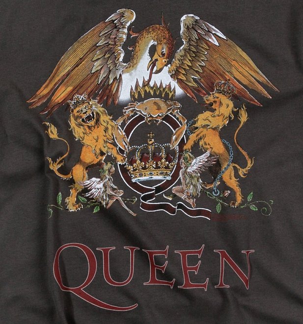 Charcoal Queen Royal Crest T-Shirt from Amplified Charcoal Queen Royal Crest T-Shirt from Amplified