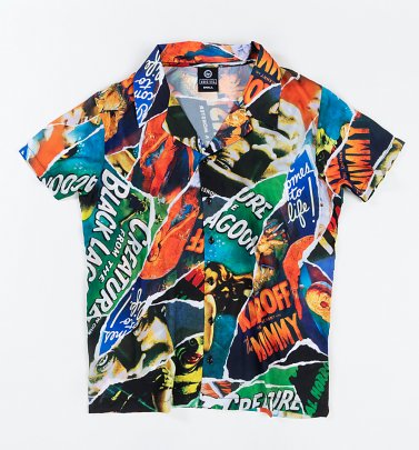 Classic Monster Movies Cuban Collar Shirt from Hype Classic Monster Movies Cuban Collar Shirt from Hype