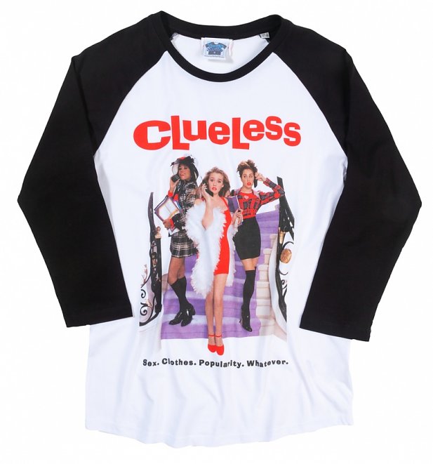 Clueless Movie Poster White And Black Raglan Baseball Shirt Clueless Movie Poster White And Black Raglan Baseball Shirt
