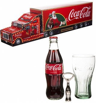 Coca-Cola Christmas Contour Glass, Bottle and Opener Truck Gift Set Coca-Cola Christmas Contour Glass, Bottle and Opener Truck Gift Set