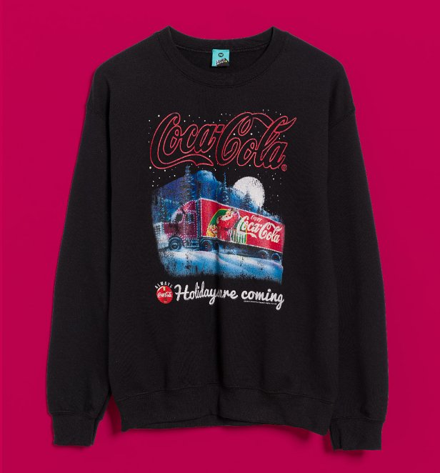 Coca-Cola Holidays Are Coming Snow Landscape Black Sweater Coca-Cola Holidays Are Coming Snow Landscape Black Sweater