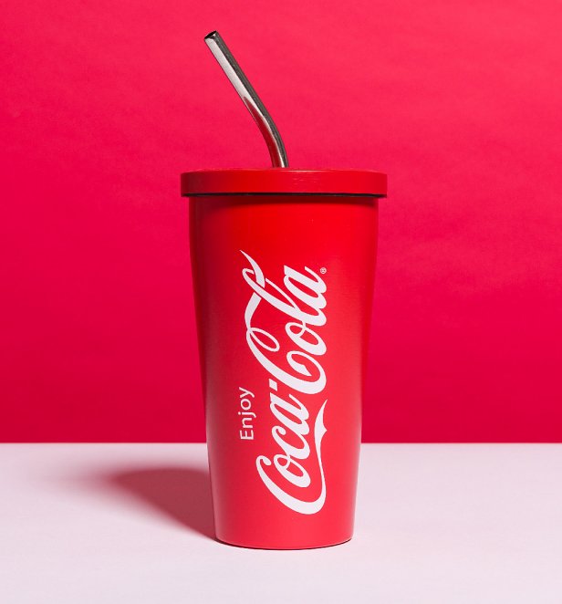 Coca-Cola Metal Travel Cup & Straw