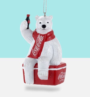 Coca Cola Polar Bear On Cooler Hanging Decoration