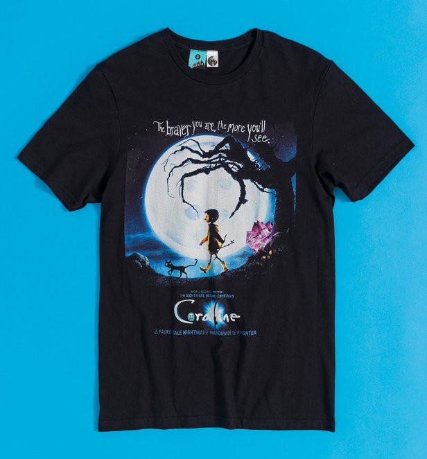 Coraline Movie Poster Black T-Shirt Coraline Movie Poster Black T-Shirt