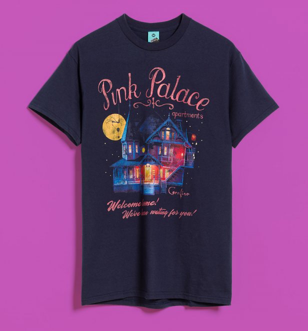 Coraline Pink Palace Apartments Navy T-Shirt Coraline Pink Palace Apartments Navy T-Shirt