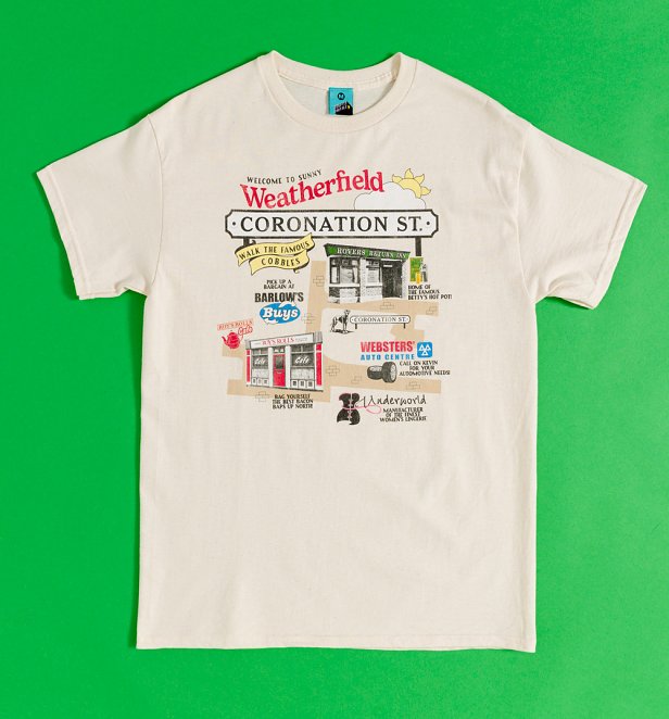 Coronation Street Inspired Weatherfield Map Natural T-Shirt