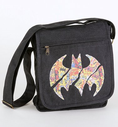 DC Comics Batman Comic Logo Small Canvas Messenger Bag DC Comics Batman Comic Logo Small Canvas Messenger Bag