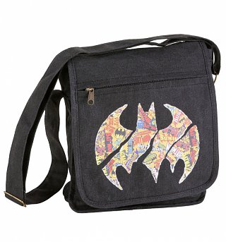 DC Comics Batman Comic Logo Small Canvas Messenger Bag DC Comics Batman Comic Logo Small Canvas Messenger Bag