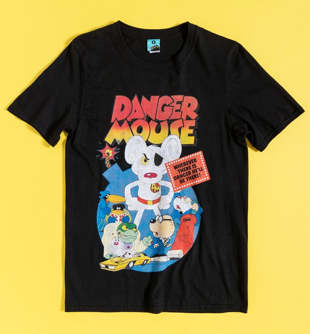 Danger Mouse Retro Video Cover Black T-Shirt