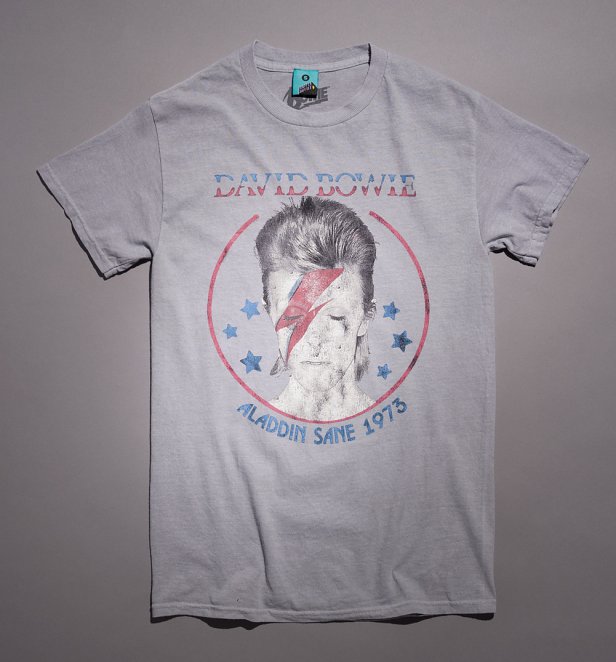 David Bowie Aladdin Sane 1973 Vintage Wash Light Grey T-Shirt