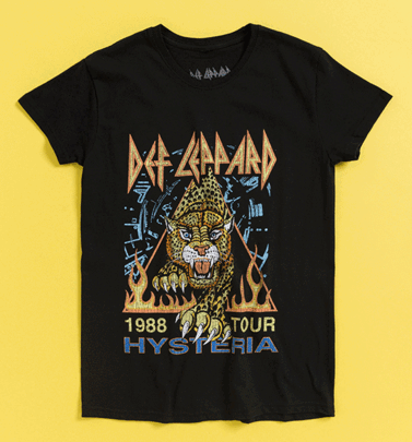 Def Leppard Hysteria '88 Tour Black T-Shirt with Back Print