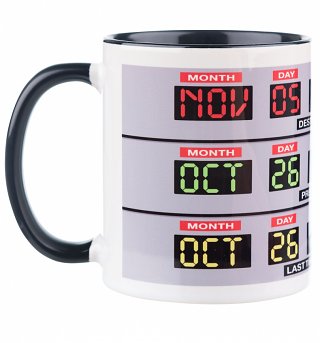Delorean Time Lines Black Handle Mug Delorean Time Lines Black Handle Mug