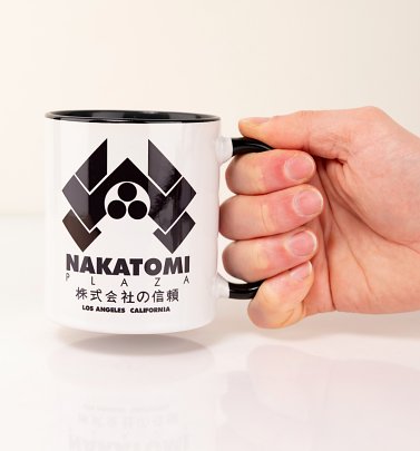 Die Hard Inspired Nakatomi Plaza Black Handle Mug Die Hard Inspired Nakatomi Plaza Black Handle Mug