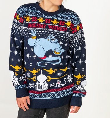 Disney Aladdin Genie Christmas Wishes Knitted Christmas Jumper Disney Aladdin Genie Christmas Wishes Knitted Christmas Jumper