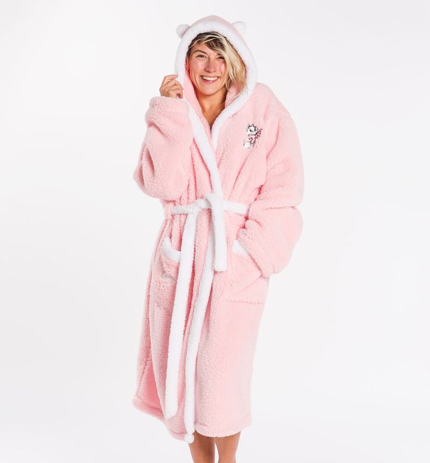 Disney Aristocats Marie Hooded Pink Bath Robe with 3D Ears