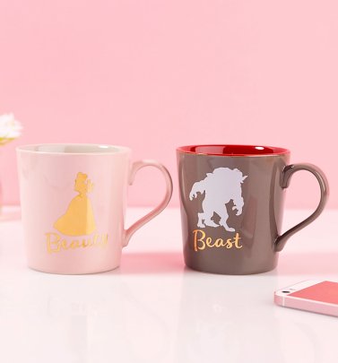 Disney Beauty & The Beast Set Of 2 Tapered Mugs Disney Beauty & The Beast Set Of 2 Tapered Mugs