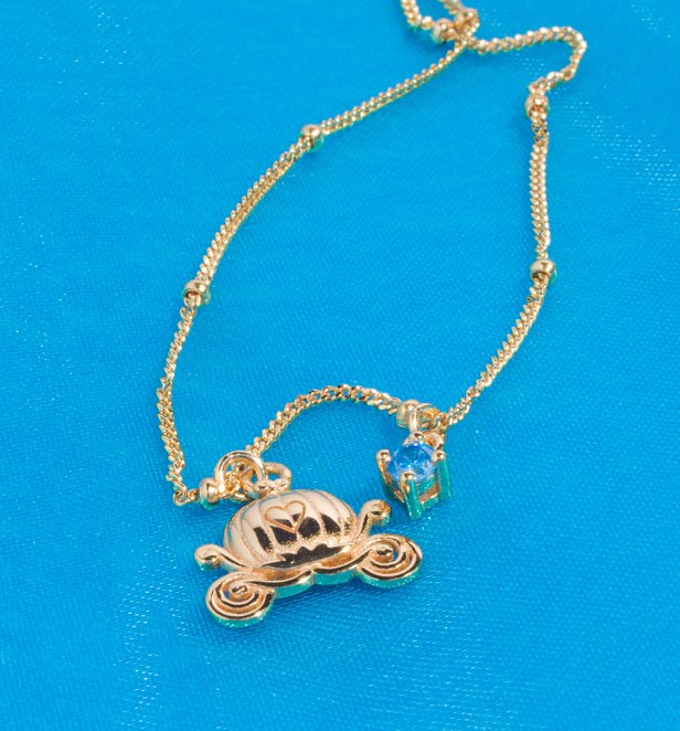 Disney Cinderella Carriage Gold Plated Sterling Silver Pendant Necklace