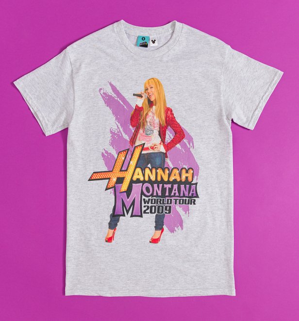 Disney Hannah Montana World Tour Ash Grey T-Shirt with Back Print Disney Hannah Montana World Tour Ash Grey T-Shirt with Back Print