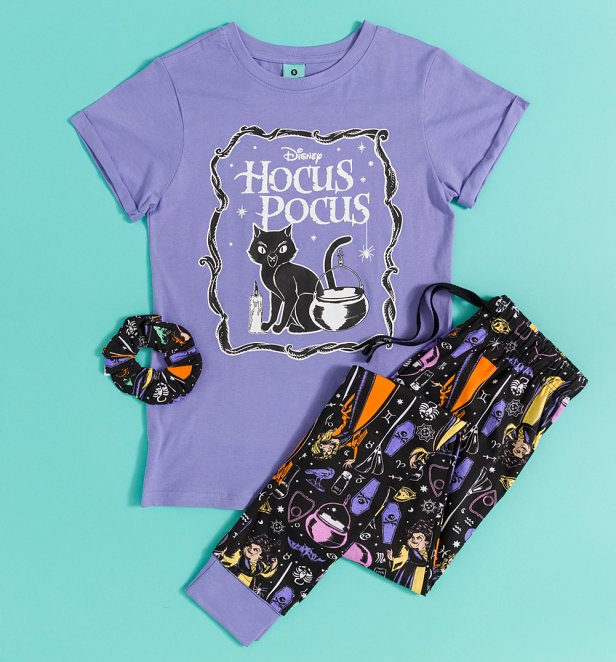 Women's Disney Hocus Pocus Thackery Binx Pyjama and Scrunchie Set