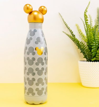 Disney Mickey Mouse Metal Water Bottle With Gold Mickey Head Lid from Funko Disney Mickey Mouse Metal Water Bottle With Gold Mickey Head Lid from Funko