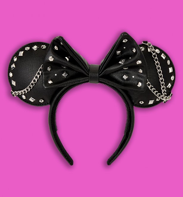 Loungefly Disney Minnie Mouse Studs & Chains Ear Headband Loungefly Disney Minnie Mouse Studs & Chains Ear Headband