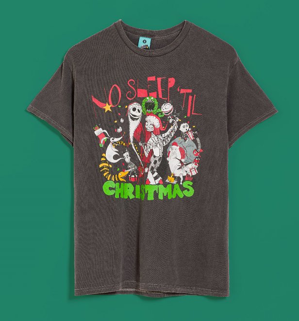 Disney The Nightmare Before Christmas No Sleep 'Til Christmas Vintage Wash Charcoal T-Shirt