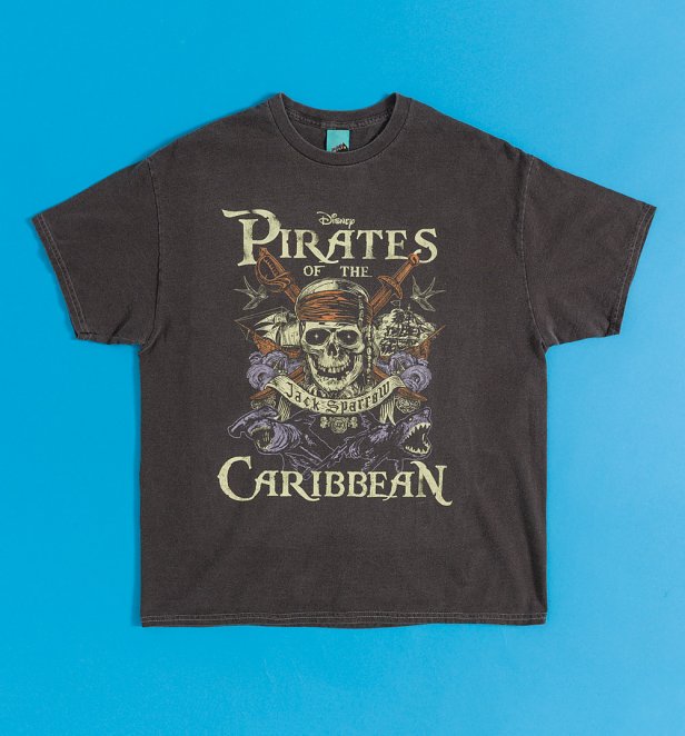 Disney Pirates Of The Caribbean Vintage Wash Charcoal T-Shirt